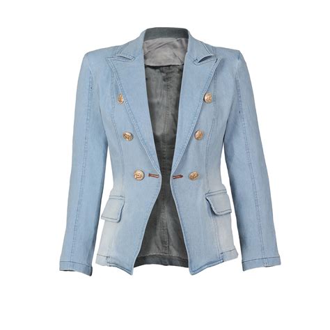 Summer Clearance APEXFWDT Women's Denim Blazers Jacket Casual Puff ...