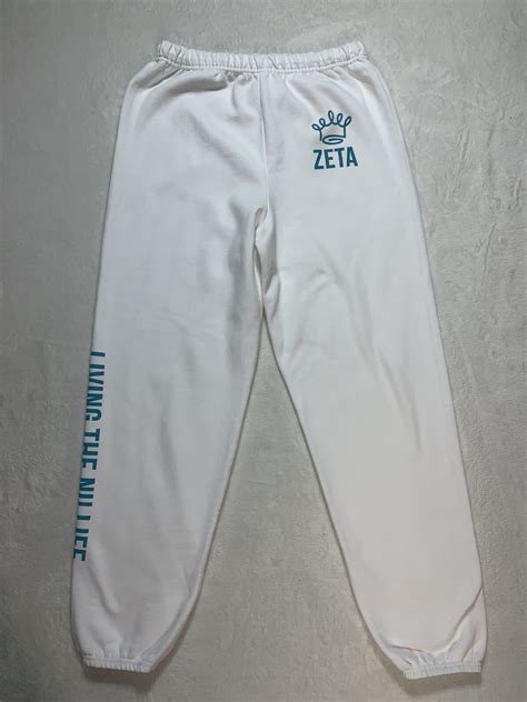 Zeta "Living the Nu life white sweatpants womens size… - Gem