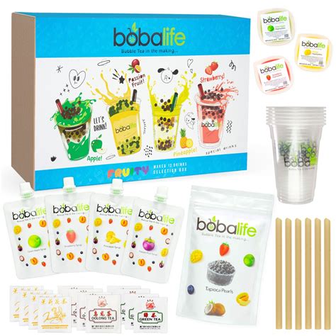 Bubble Tea Kit Gift Box - Makes 12 Drinks | Suitable for Vegans | by ...