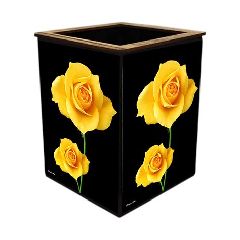 Colourful Wooden Pen Stand with photo of Flower # Return Gift # Office ...