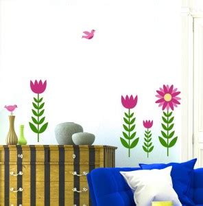new way decals 100 cm blossoming flower with pink bird Removable ...