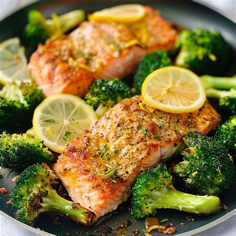 One-Pan Broccoli Recipe with Salmon and Lemon