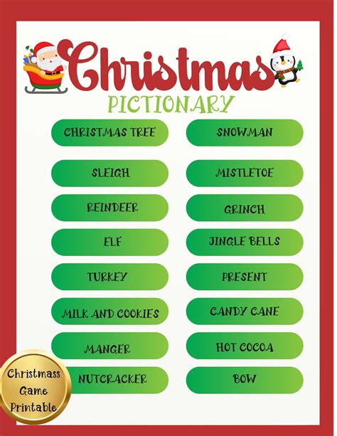 Christmas Pictionary Game Printable - Etsy