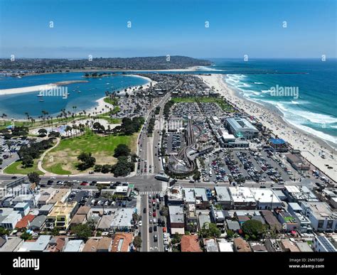 Aerial view of Belmont Park, an amusement park built in 1925 on the ...