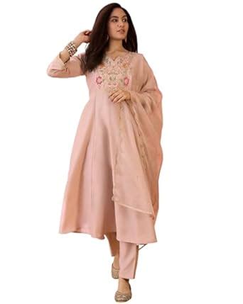 Buy LYMI LABEL KVSFAB Beige Bitaliyan Zari Sequence Embroidered Kurta ...