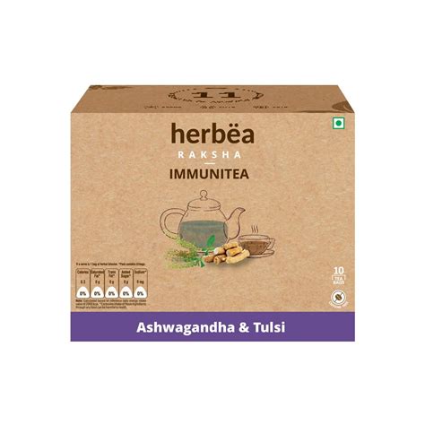 Herbea Immunitea Tulsi Herbal Infusion Tea Bags Box (10 Bags) : Amazon ...