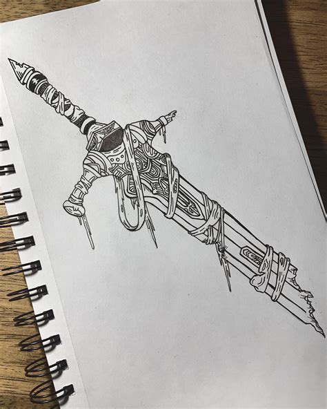 Drew my rendition of a battle tattered 'Wolf Knights Greatsword' from ...
