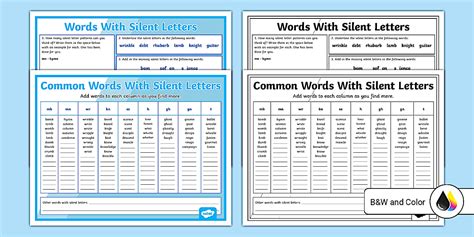 Words With Silent Letters Spelling Activities for 4th-5th Grade