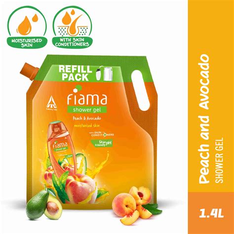 FIAMA Body Wash Shower Gel Peach & Avocado Value Pouch, For Moisturized ...