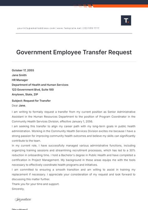 Free Government Employee Transfer Request Template to Edit Online