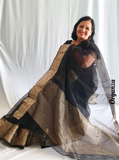 Elegant Organza Saree with Zari Border | Shop Handcrafted Elegance ...