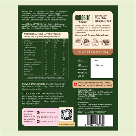Ormobite Seed, Date, Nuts Snack Bites | Avni Wellness