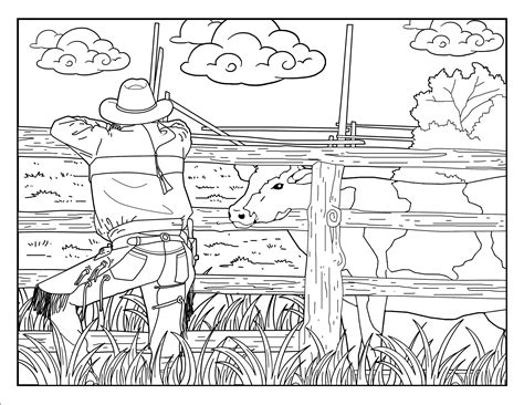 Cowboy Scene Coloring Page