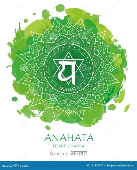 Fourth Chakra Of Anahata, Heart Chakra Logo Template In Watercolor ...