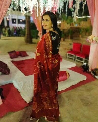 Buy Brown Cresent Block Printed Crop Top Blouse | Blouse | Chidiyaa