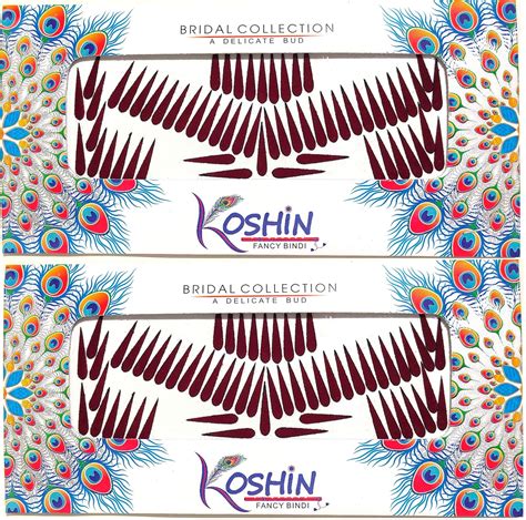 KOSHIN Dark Maroon Tilak Shape (Bindi Height 1.8 cm x Width 4 mm ...