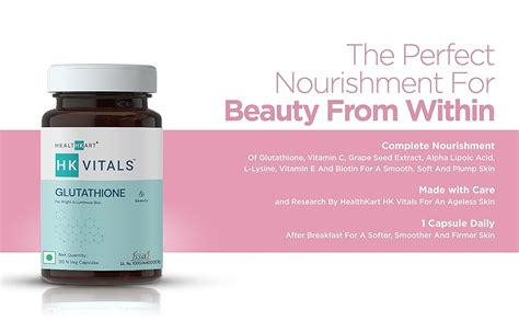 HealthKart HK Vitals Glutathione with Vitamin C & E, Biotin, Grape Seed ...