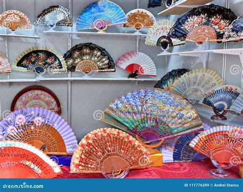 Painted Spanish Hand Fan stock image. Image of flowers - 111776399