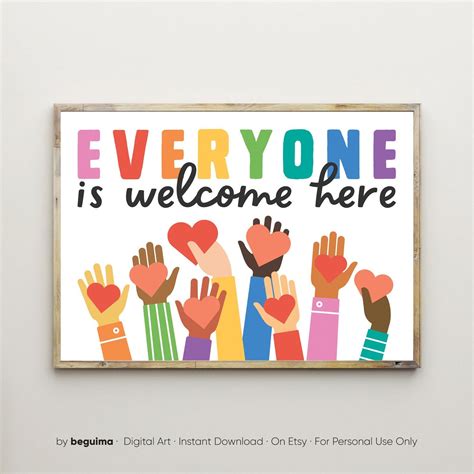 Everyone is welcome here equality print diversity wall art inclusion ...