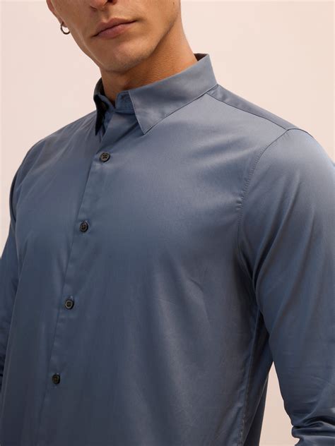Calanthe - Giza Cotton Slim Fit Shirt - Stone Blue – Espanshe