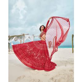 Deep red lehenga, styled with a wing-paneled blouse