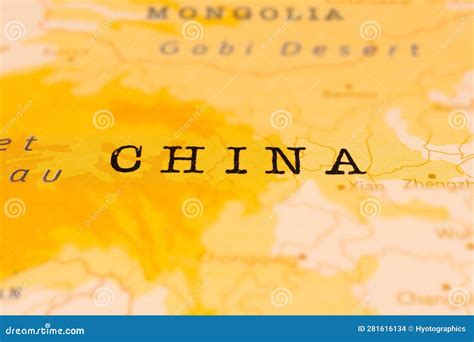 China In Focus On A Tilted World Map. Stock Photography | CartoonDealer.com #281616134
