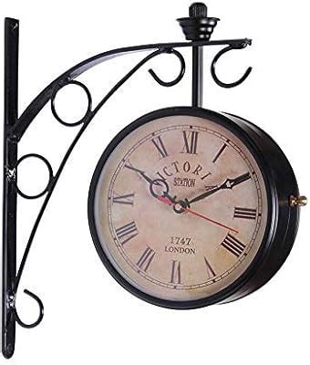 Buy SELLPLUS Black Iron 8 Inch Victoria Station Clock London Vintage ...