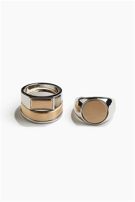 3-pack rings - Gold-coloured/Silver-coloured - Men | H&M IN
