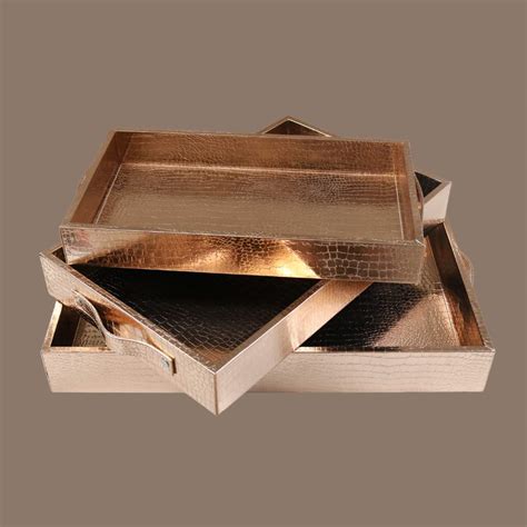 CasaGold Premium Leather 3 Tray Set/Serveware/Luxury Tray Set for ...