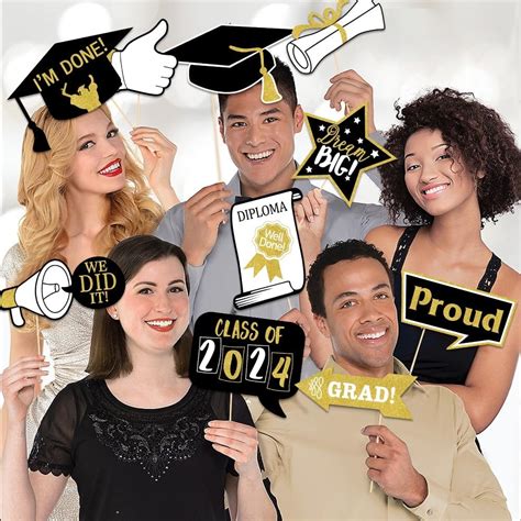 AUOCATTAIL Graduation Photo Booth Props 25pcs 2024 Black Gold India | Ubuy