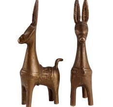 ExaggeratedÂ BrassÂ Donkey Statue In Pair
