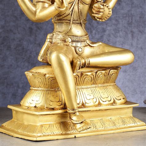 Buy Pure Brass Seated Lord Brahma Sculpture - 16 inch - Budhshiv.com
