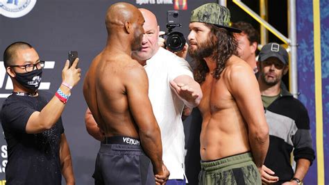Kamaru Usman and Jorge Masvidal face off in front of the fans during ...