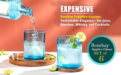 Giftalk EXPENSIVE Bombay Sapphire Glasses, Bar Glasses (Pack Of 2), 200 ...