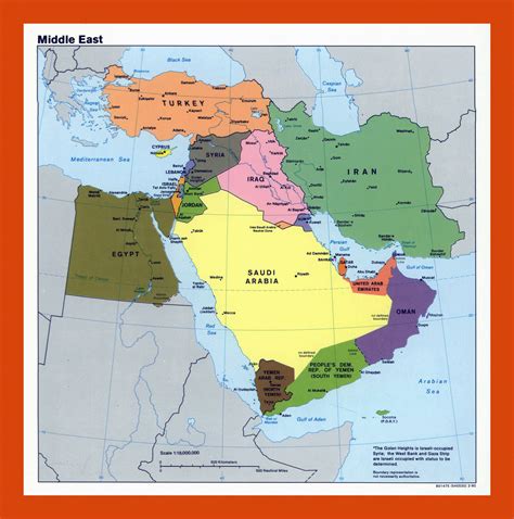 Political map of the Middle East - 1990 | Maps of the Middle East | Maps of Asia | GIF map ...