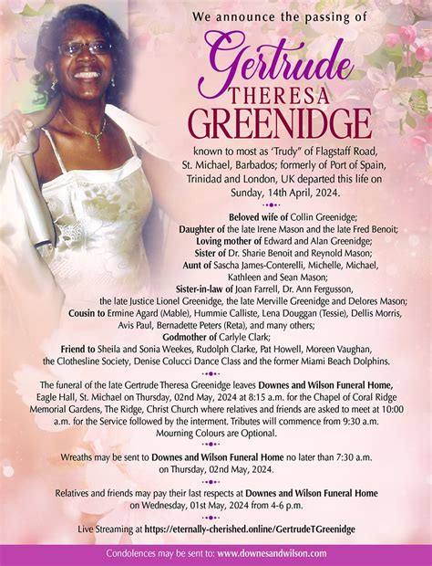 Gertrude Greenidge - Downes & Wilson Funeral Home