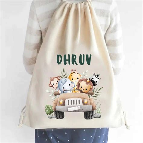Custom Drawstring Bag- Jungle Jeepster 8465589600387 – Chatterbox Labels