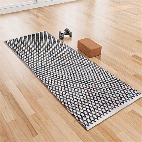 STONEMUNK Reversible Cotton Thik Fabric Yoga Mat 8MM Thick for Fitness ...