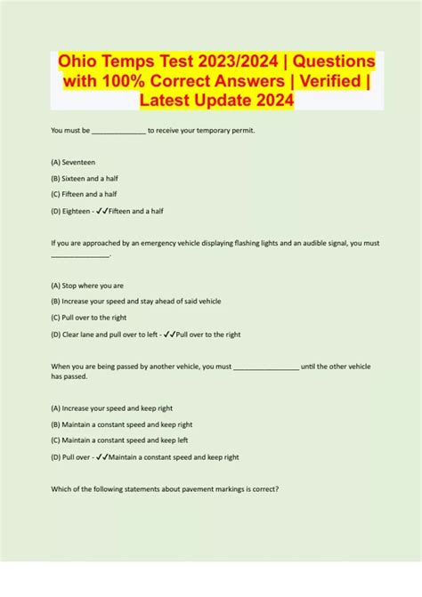 Ohio Temps Test 2023/2024 | Questions with 100% Correct Answers ...