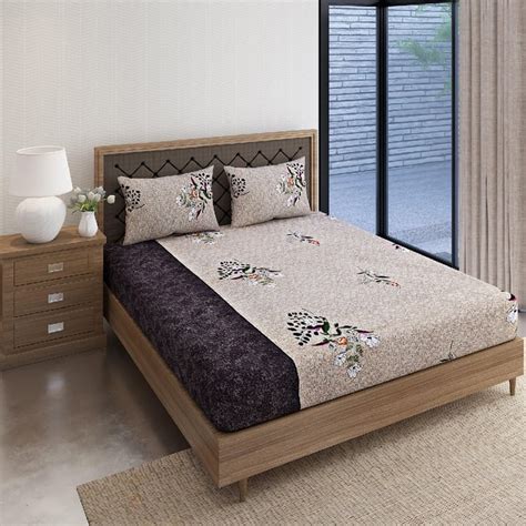 Buy SWAYAM Camellia Charm Mauve Elegance 160TC Cotton Queen Bedsheet ...