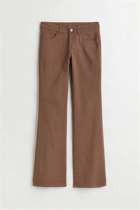 Low Waist Flared twill trousers - Brown - Ladies | H&M IN