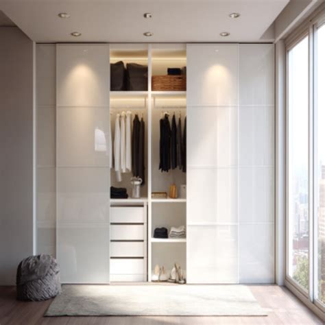 Contemporary White and Green Sliding Door Wardrobe Design