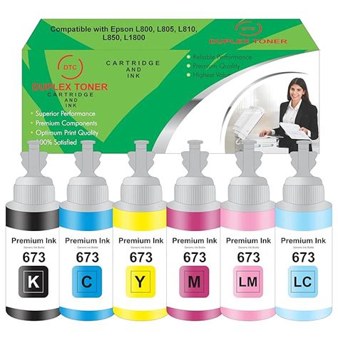 Duplex DTC T673 Compatible Refill Ink for Epson L805, L800, L1800, L810 ...