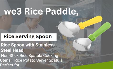 Buy we3 Rice Paddle, Rice Spoon with Stainless Steel Head, Rice Serving ...