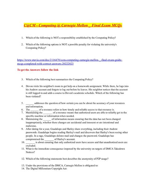 Calaméo - Computing @ Carnegie Mellon Final Exam Mcqs And Link