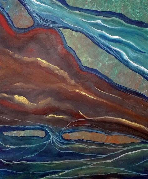 "Abstract": Blue Green Acrylic Painting by Seby Augustine – ArtZolo.com