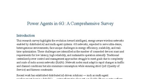 Power Agents in 6G: A Comprehensive Survey on Energy Management - Studocu