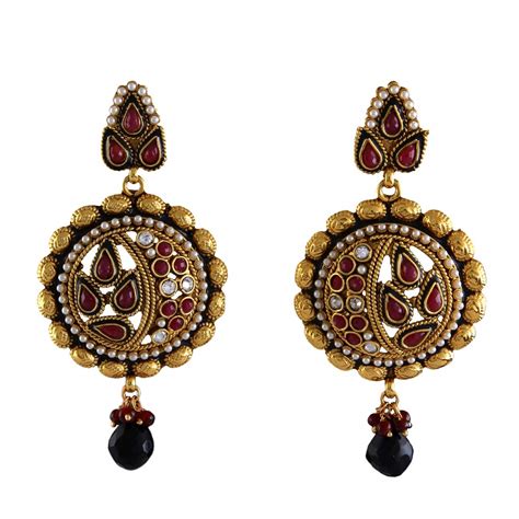 Buy JewelryGift Stylish Dangling Drop Earrings Gold Plated Red Ruby ...