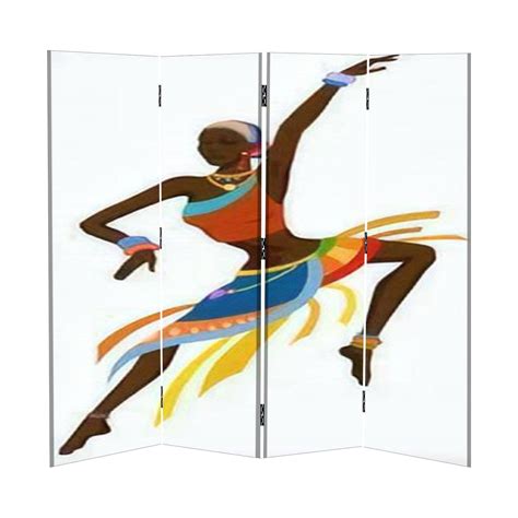 Buy Canvas Partition Room Divider Screen African Woman Dancing Ritual ...