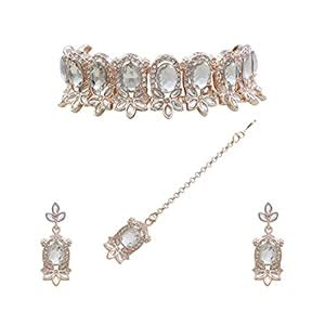 Buy SAIYONI Glamorous Design Austrian Diamond Beautiful Rose Gold ...